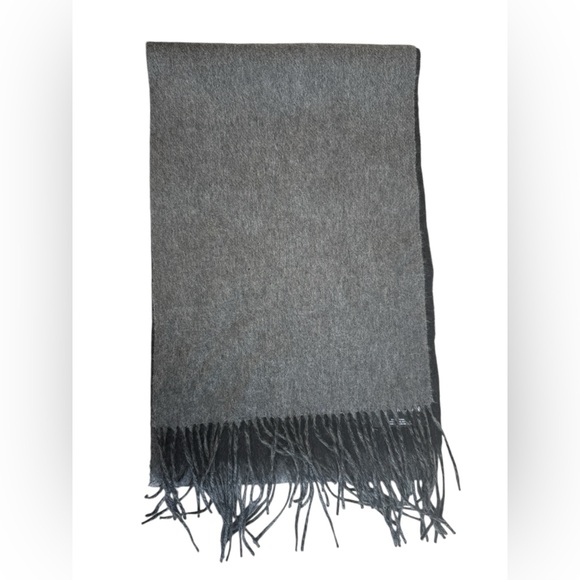 100% Cashmere Other - Murano 100% CASHMERE Two-Layer Black Gray Scarf
